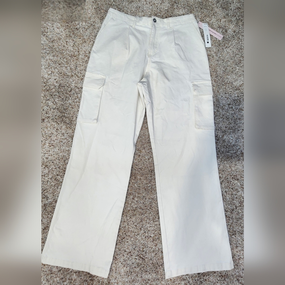 Aqua Cream Cargo Pants Med New